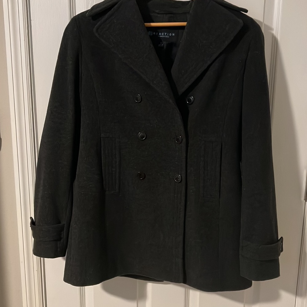 Kenneth Cole Reaction Wool Pea Coat gray size 8